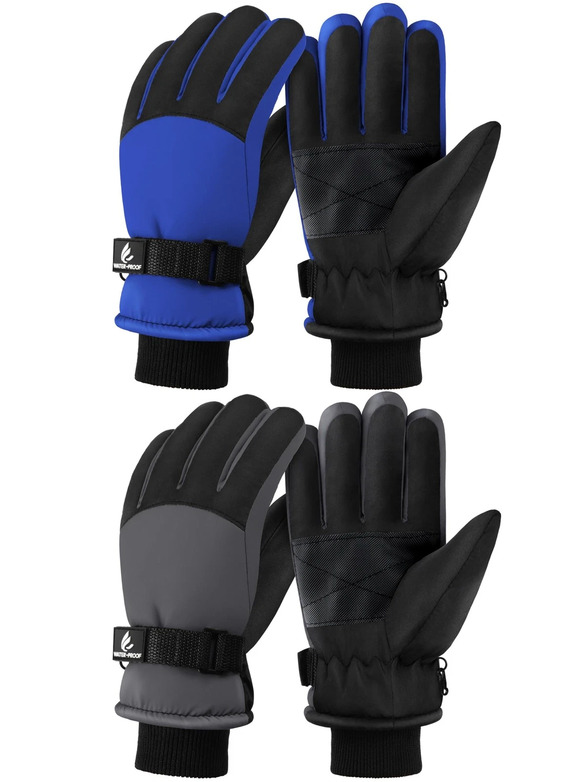 2 Pairs Winter Gloves Waterproof Snow Ski Gloves for Boys Girls Warm Adjustab...