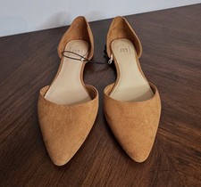 NEW Gap Size 9.5 Tobacco Tan Suede D'Orsay Pointed Toe Flats Flat Shoes