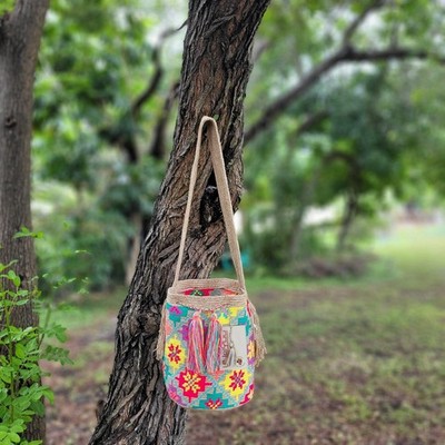 Colombian   Handmade Large Wayuu Tribe MANY COLORS Mochila Bucket Boho Bag