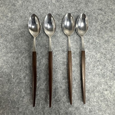 Set of 4 Ecko Eterna Canoe Muffin Iced Tea Spoons 7.5  Mid Century Vintage