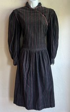 Vintage 70s 80s Jackie Bernard Eklektic Corduroy Striped Dress 10 Victorian Folk