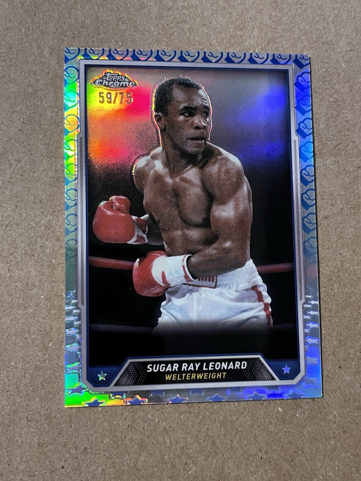 Sugar Ray Leonard Glove Logo REFRACTOR /75 2024 Topps Chrome Boxing #29