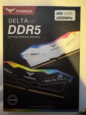 WHITE TEAMGROUP T-Force Delta RGB DDR5 Ram 64GB (2x32GB) 6000MHz CL38 Open Box