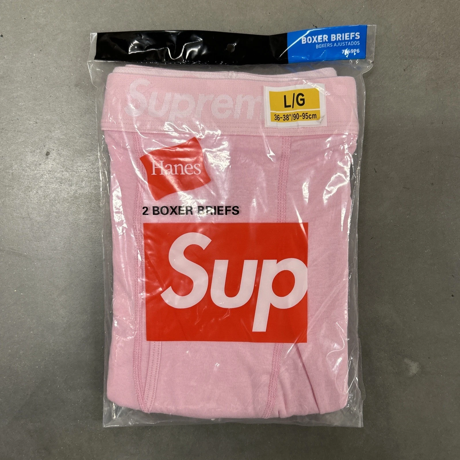 Lot de 2 boxers Supreme rose taille L slip Hanes sous vêtement créateur neuf authentique