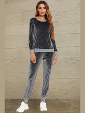 Round Neck Long Sleeve Loungewear Set with Pockets