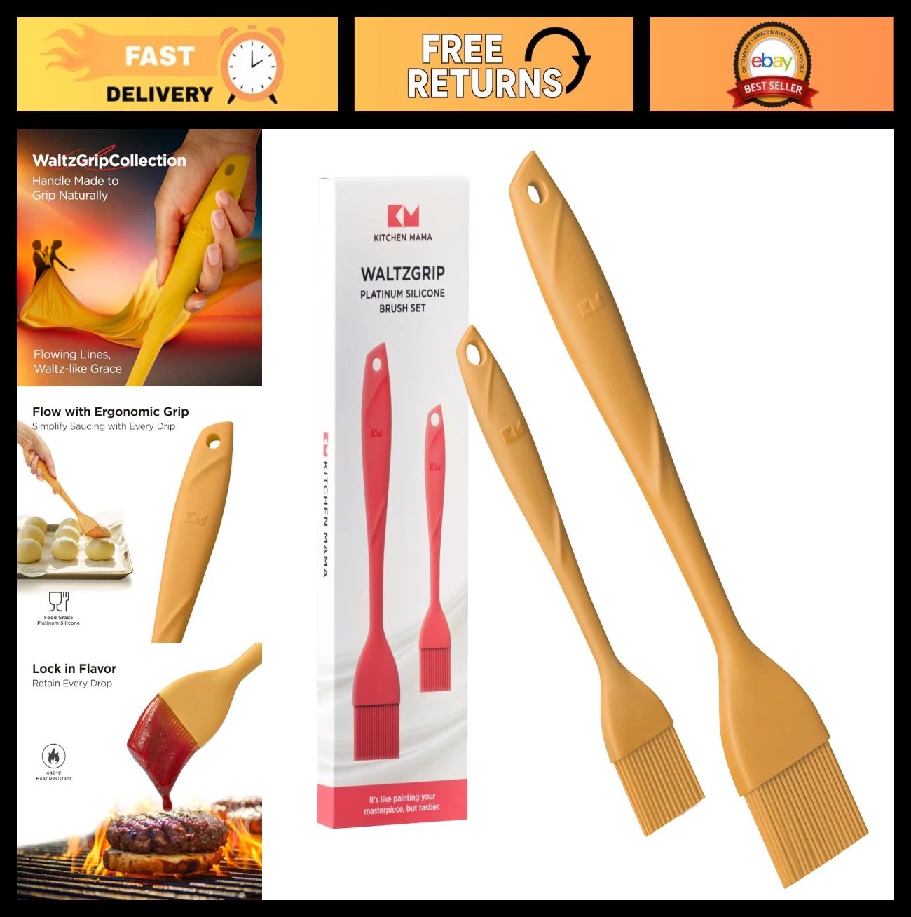Set of 2 Heat-Resistant Silicone Basting Brushes for Cooking, Baking, Grilling,
Opens in a new windo