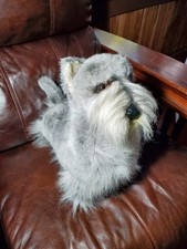 Vtg Schnauzer Dog Plush Realistic Stuffed Animal RUSS Berrie Poseable Korea