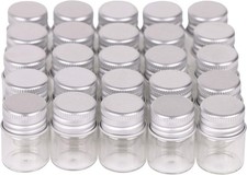 100 Sets Small Glass Bottles With Aluminum Cap Screw Top Lids 5 Milliliter Tiny