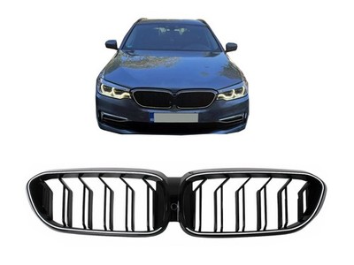 LED Kühlergrill für BMW 5er G30 G31 2017-2019 Doppelstreifen Schwarz Beleuchtet