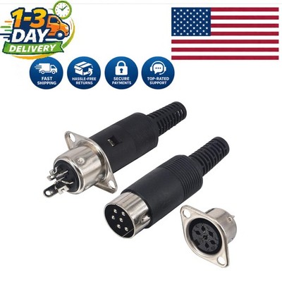 6 Pin DIN Male Plug with Female Adapter - Set of 2 for Audio Excellence