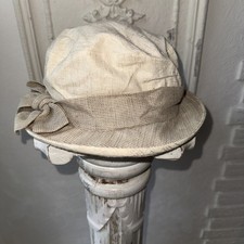 Damen Vintage Eimerhut Hut Landhaus-Stil Beige Ca. 56 Cm Schleife Alice