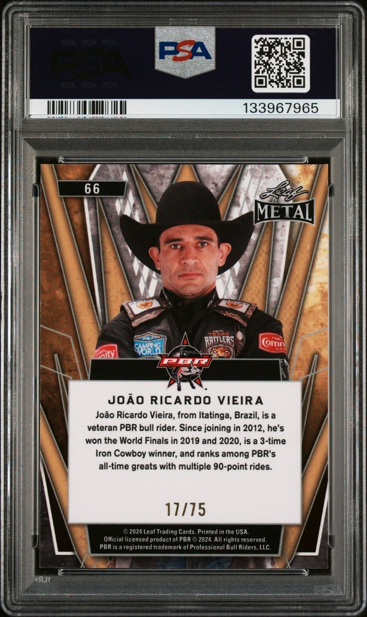 2024 Leaf Metal PBR Joao Ricardo Vieira Blue Texas Rattlers PSA 8