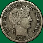 1916-S Barber Dime Choice Very Fine VF+ Coin #39880