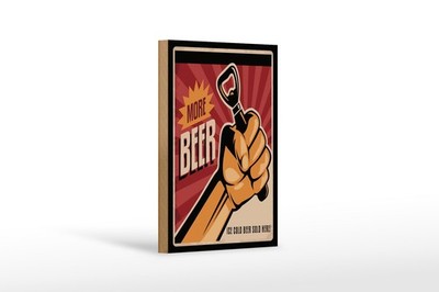 Holzschild Reklame 12x18 cm More Beer ice cold sold here Deko Schild