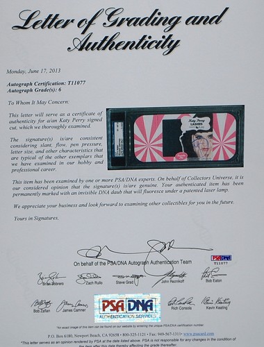 Autógrafo auténtico firmado por Katy Perry con certificación de PSA/ADN de Katy Hudson - Imagen 6 de 12