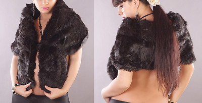 Damen Stola Bolero Brautjacke Cape FakePelz Kunstfell Webpelz