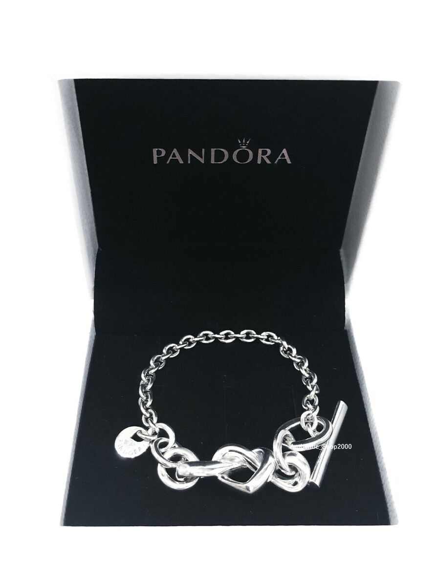 NEW Authentic PANDORA 925 Silver Knotted Heart T-Bar Link NEW Authentic PANDORA 925 Silver Knotted Heart T-Bar Link