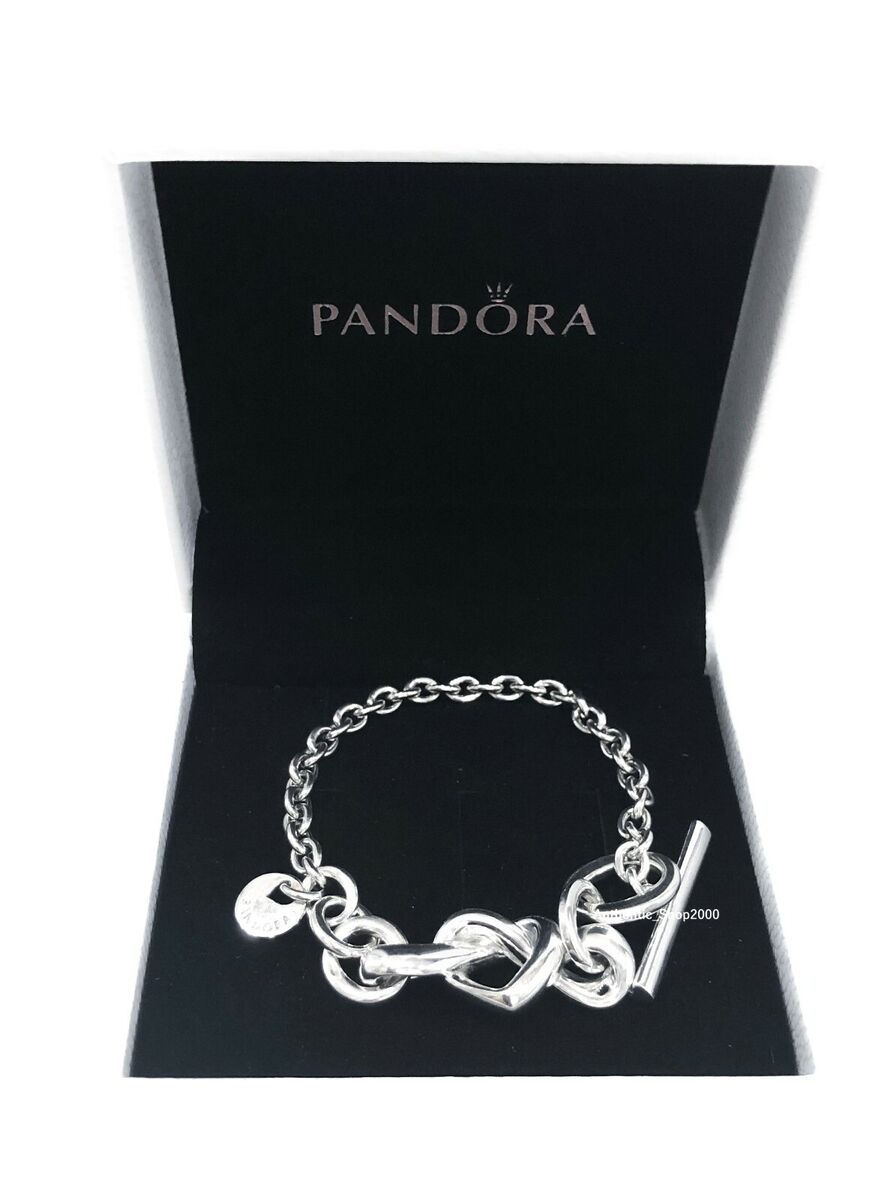 NEW Authentic PANDORA 925 Silver Knotted T-Bar Link Chain Bracelet | eBay