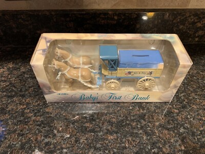 1994 Old Western ERTL Baby's First Bank 2 horses stagecoach buggy It s a Boy!
