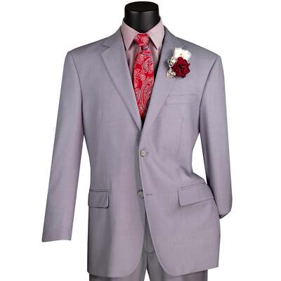 BIG & TALL Men's Light Gray 2-Button Suit w/ Adjustable Waistband, Reg-Fit NWT