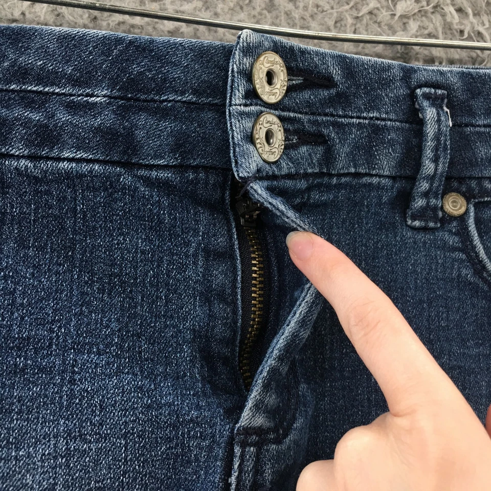 Pantalones Cortos Candies con Puños para Mujer 7 (Real 30x2) Azul Denim Tiro Medio Lavado Oscuro Cremallera Foto 3 de 4