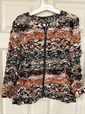 Chico s Jacket Women's Size 1 Multicolor Ruching Fitted Stretch Snakeskin