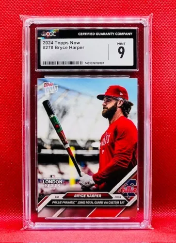 Bryce Harper - Phanatic Custom Bat - 24 MLB TOPPS NOW #278 - Phillies -🔥 CGC 9