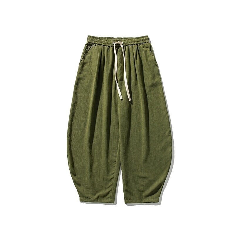 Pantalon Kung Fu Homme - Taille élastiquée, Coupe Ample - Lin Mélangé - Style Rétro - Neuf Avec étiquettes