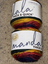 2 LION BRAND MANDALA THICK  QUICK YARN CAKE TURBINE