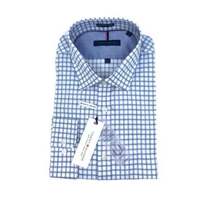 Tommy Hilfiger Men Slim Fit Non Iron Plaid Long Sleeve Button Front Dress  Shirt | eBay
