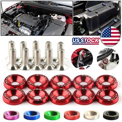 10-100PCS Universal JDM M6 Fender Washers & Bolts Bumper Nut Car Engine Screw