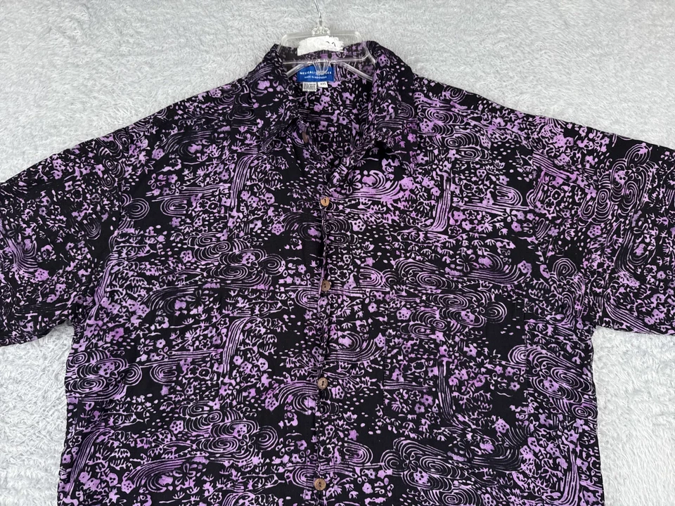 Mexicali Blues Shirt Men 2XL XXL Purple Tribal Pattern Hawaiian Rayon Pocket - Image 4 of 4
