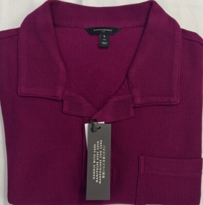 Banana Republic Men Short Sleeve Polo Tropical Berry Color Size L Tall $23.00