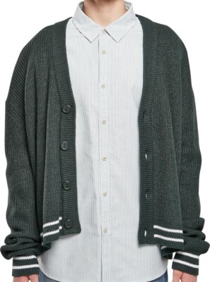 Urban Classics Mens Strick jacket 5XL Sporty Boxy Cardigan Bottlegreen 5XL