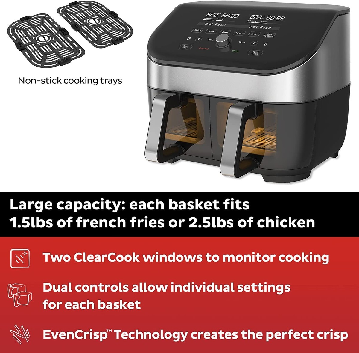 Instant Vortex Plus XL 8-QT Dual Basket Air Fryer Oven