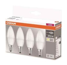 Osram 4er-Pack E14 LED Kerze Base 5,7W 470Lm Warmweiss 2700K wie 40W