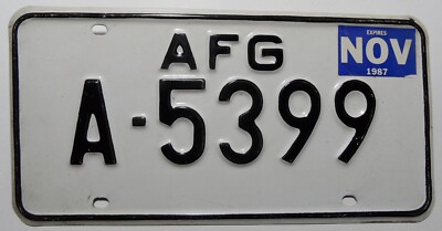 Nummernschild AFG = Allied Forces Greece, US Forces Greece, A= Athen von 1987.