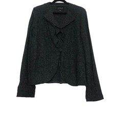 Harve Benard Boiled Wool Single Breasted Blazer Womens Size L Gray Office Boho