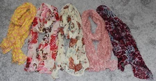 5 Women's Lightweight Scarves Shawl 100% Polyester New