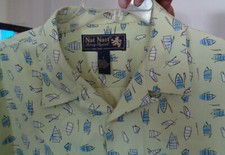 New NAT NAST 50's ATOMIC Style Green Blue Black White Loop Collar 100 Silk LXL