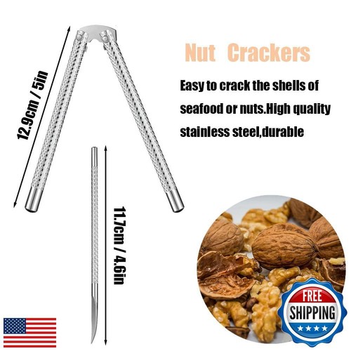 Nut Cracker 2Pcs and 4 Picks,Stainless Steel Nut Cracker Tool Set for Seafood - Picture 2 of 5