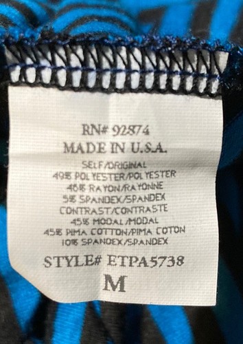 Ella Moss Blue/Black Striped Long Sleeve Blouse with Tie Size Medium - Picture 7 of 8