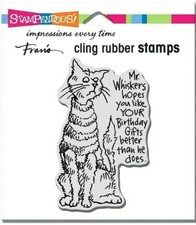 Stampendous Cling Stamp Whiskers Gift Cat