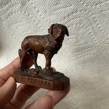 ANTIQUE WOOD BLACK FOREST ST. BERNARD DOG CARVNG..WALTER MADER TYPE