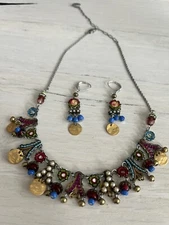 Ayala Bar Blue/Red/Gold Neckace and Earrings