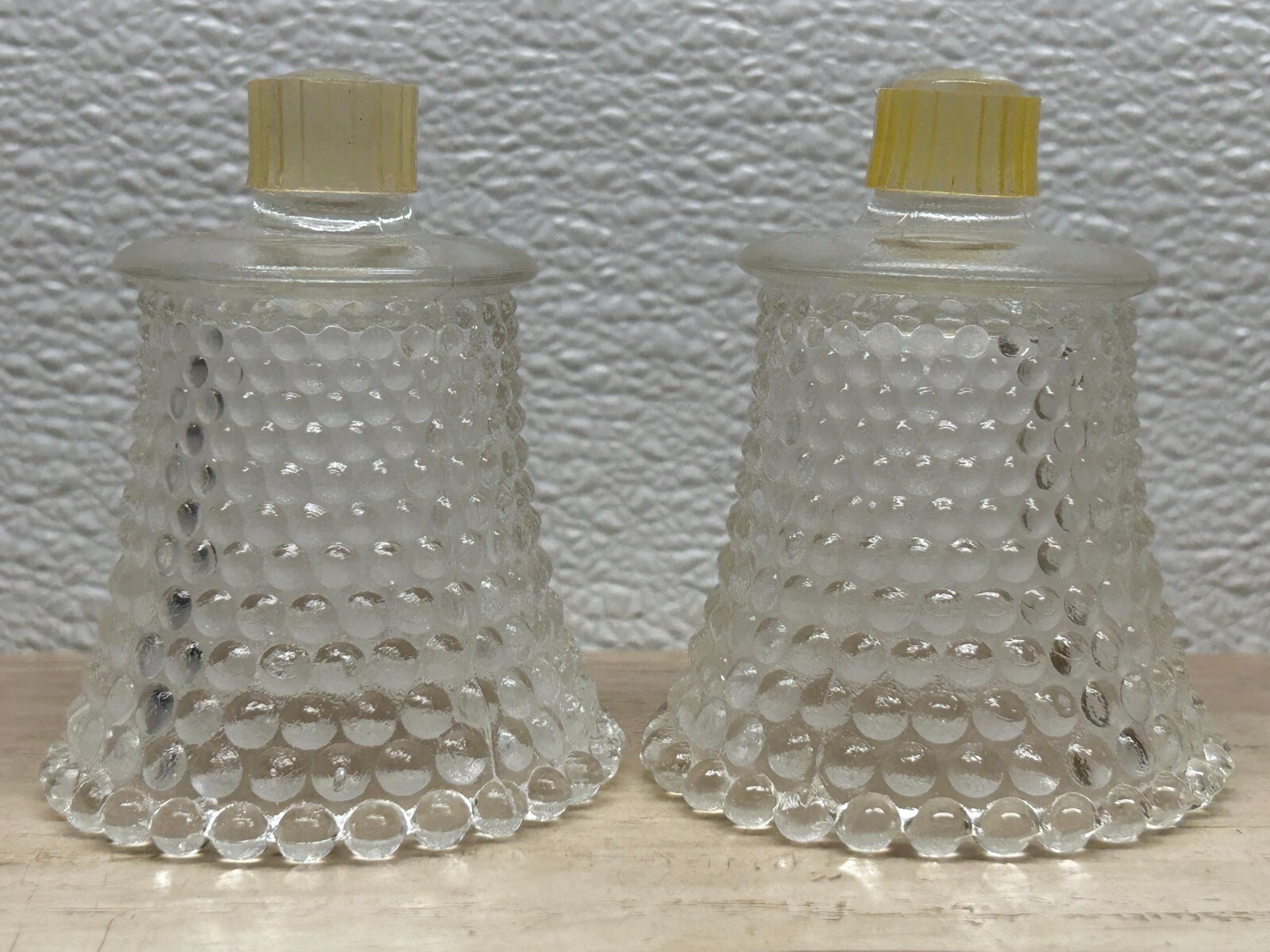 Vintage Clear Glass Textured Bumpy Votive Candle Holders Set of 2