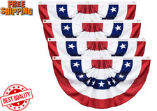 4 Pack USA Pleated Fan Flag, 1.5 X 3 Feet American US Bunting Flag Patriotic ...