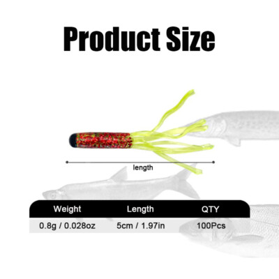 100pcs 2" Tubes Soft Plastic Fishing Lures Lot Crappie Bass Trout Bait  Tackle | eBay