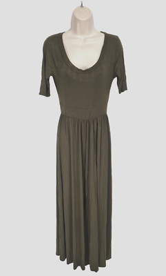 WEST KEL Womens Long Romper Jumpsuit Size S Olive Green Jersey Crew Neck 273A