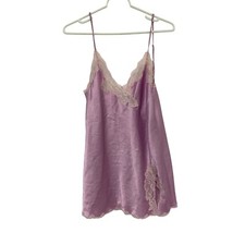 Victoria Secret Lace-Trim Mini Slip Dress Womens Medium Pink Adjustable Straps